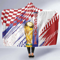 Croatia Football WC2026 White Hooded Blanket Hrvatska Grunge Checkerboard - Wonder Print Shop