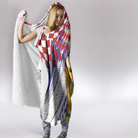 Croatia Football WC2026 White Hooded Blanket Hrvatska Grunge Checkerboard - Wonder Print Shop