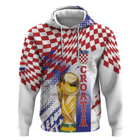 Croatia Football Custom WC2026 White Hoodie Hrvatska Grunge Checkerboard - Wonder Print Shop