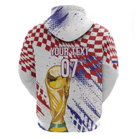 Croatia Football Custom WC2026 White Hoodie Hrvatska Grunge Checkerboard - Wonder Print Shop