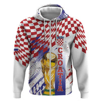 Croatia Football Custom WC2026 White Hoodie Hrvatska Grunge Checkerboard - Wonder Print Shop