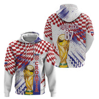 Croatia Football Custom WC2026 White Hoodie Hrvatska Grunge Checkerboard - Wonder Print Shop