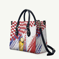 Croatia Football WC2026 White Leather Bag Hrvatska Grunge Checkerboard - Wonder Print Shop