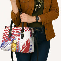 Croatia Football WC2026 White Leather Bag Hrvatska Grunge Checkerboard - Wonder Print Shop