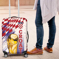 Croatia Football WC2026 White Luggage Cover Hrvatska Grunge Checkerboard - Wonder Print Shop