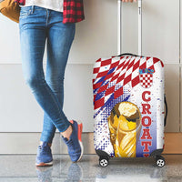 Croatia Football WC2026 White Luggage Cover Hrvatska Grunge Checkerboard - Wonder Print Shop