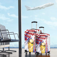 Croatia Football WC2026 White Luggage Cover Hrvatska Grunge Checkerboard - Wonder Print Shop