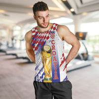 Croatia Football Custom WC2026 White Men Tank Top Hrvatska Grunge Checkerboard - Wonder Print Shop