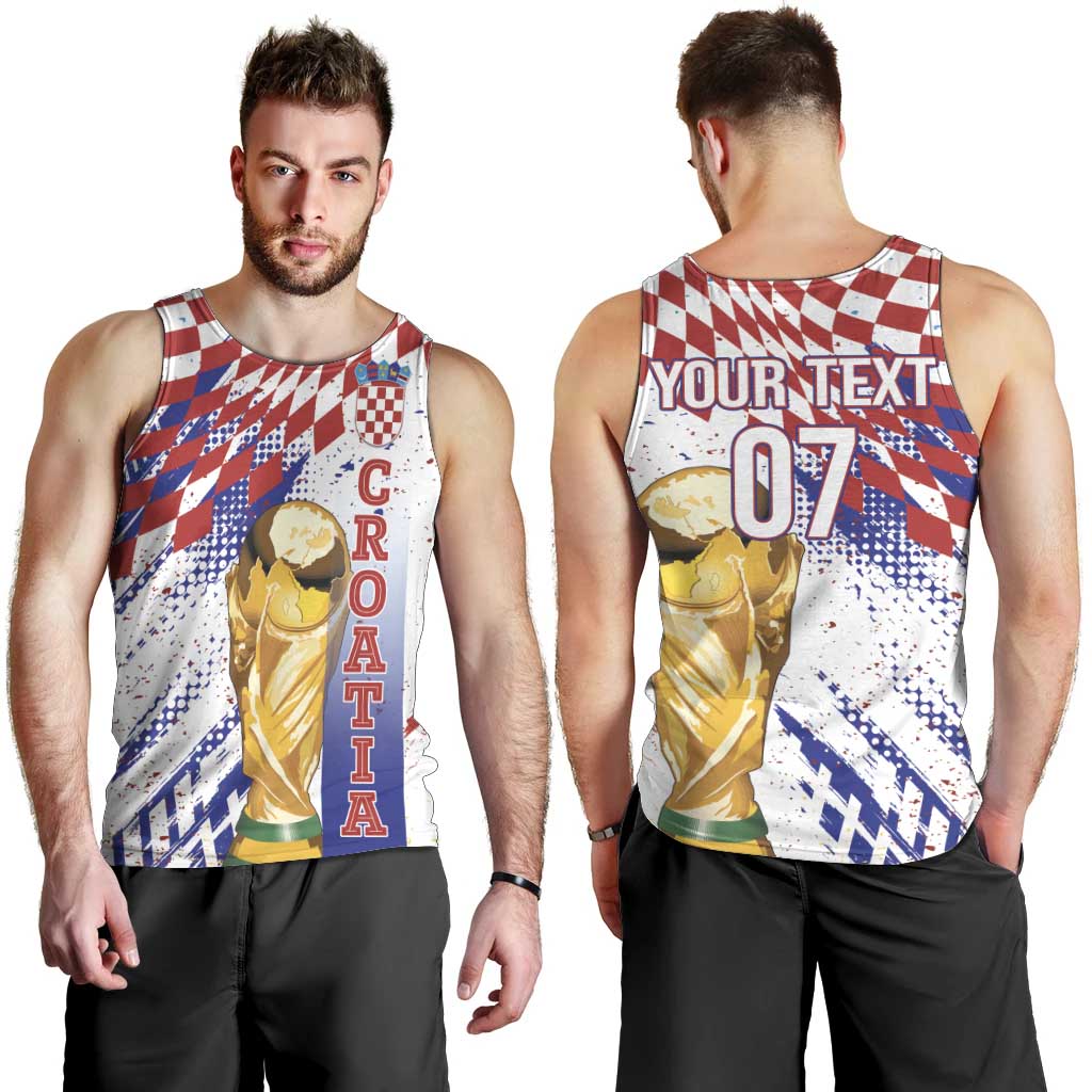 Croatia Football Custom WC2026 White Men Tank Top Hrvatska Grunge Checkerboard - Wonder Print Shop