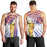 Croatia Football Custom WC2026 White Men Tank Top Hrvatska Grunge Checkerboard - Wonder Print Shop