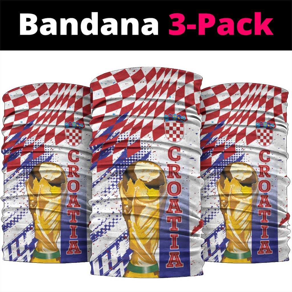 Croatia Football WC2026 White Neck Gaiter Hrvatska Grunge Checkerboard - Wonder Print Shop