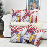 Croatia Football WC2026 White Pillow Cover Hrvatska Grunge Checkerboard - Wonder Print Shop