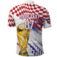 Croatia Football Custom WC2026 White Polo Shirt Hrvatska Grunge Checkerboard - Wonder Print Shop