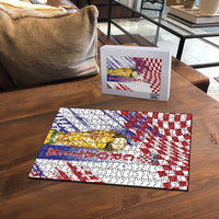 Croatia Football WC2026 White Puzzle Hrvatska Grunge Checkerboard - Wonder Print Shop