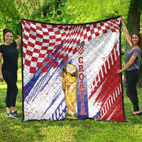 Croatia Football WC2026 White Quilt Hrvatska Grunge Checkerboard - Wonder Print Shop
