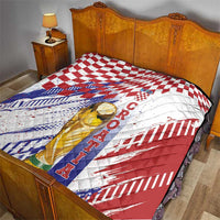 Croatia Football WC2026 White Quilt Hrvatska Grunge Checkerboard - Wonder Print Shop