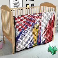Croatia Football WC2026 White Quilt Hrvatska Grunge Checkerboard - Wonder Print Shop