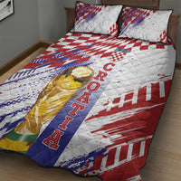 Croatia Football WC2026 White Quilt Bed Set Hrvatska Grunge Checkerboard - Wonder Print Shop