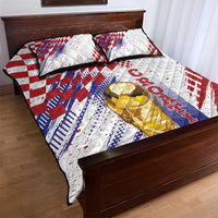 Croatia Football WC2026 White Quilt Bed Set Hrvatska Grunge Checkerboard - Wonder Print Shop