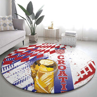 Croatia Football WC2026 White Round Carpet Hrvatska Grunge Checkerboard - Wonder Print Shop