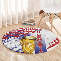 Croatia Football WC2026 White Round Carpet Hrvatska Grunge Checkerboard - Wonder Print Shop