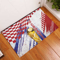 Croatia Football WC2026 White Rubber Doormat Hrvatska Grunge Checkerboard - Wonder Print Shop