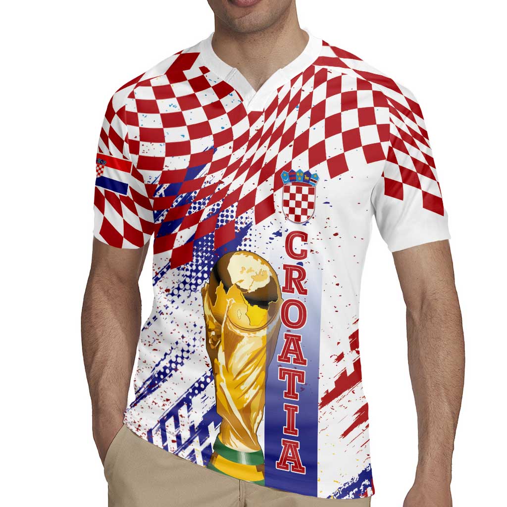 Croatia Football Custom WC2026 White Rugby Jersey Hrvatska Grunge Checkerboard - Wonder Print Shop