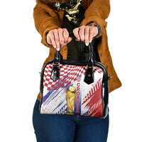Croatia Football WC2026 White Shoulder Handbag Hrvatska Grunge Checkerboard - Wonder Print Shop