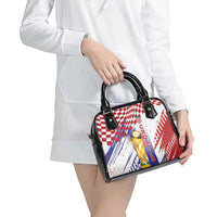 Croatia Football WC2026 White Shoulder Handbag Hrvatska Grunge Checkerboard - Wonder Print Shop