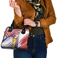 Croatia Football WC2026 White Shoulder Handbag Hrvatska Grunge Checkerboard - Wonder Print Shop