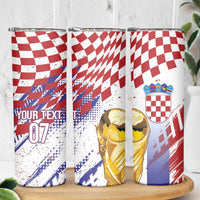 Croatia Football Custom WC2026 White Skinny Tumbler Hrvatska Grunge Checkerboard - Wonder Print Shop