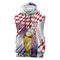 Croatia Football Custom WC2026 White Sleeveless Hoodie Hrvatska Grunge Checkerboard - Wonder Print Shop