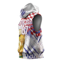 Croatia Football Custom WC2026 White Sleeveless Hoodie Hrvatska Grunge Checkerboard - Wonder Print Shop