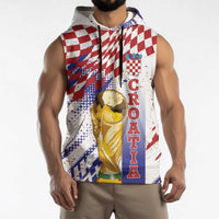 Croatia Football Custom WC2026 White Sleeveless Hoodie Hrvatska Grunge Checkerboard - Wonder Print Shop