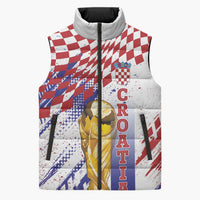 Croatia Football Custom WC2026 White Sleeveless Puffer Jacket Hrvatska Grunge Checkerboard - Wonder Print Shop