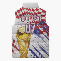 Croatia Football Custom WC2026 White Sleeveless Puffer Jacket Hrvatska Grunge Checkerboard - Wonder Print Shop