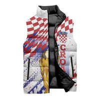 Croatia Football Custom WC2026 White Sleeveless Puffer Jacket Hrvatska Grunge Checkerboard - Wonder Print Shop