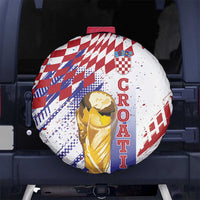 Croatia Football WC2026 White Spare Tire Cover Hrvatska Grunge Checkerboard - Wonder Print Shop