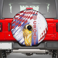 Croatia Football WC2026 White Spare Tire Cover Hrvatska Grunge Checkerboard - Wonder Print Shop