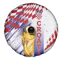 Croatia Football WC2026 White Spare Tire Cover Hrvatska Grunge Checkerboard - Wonder Print Shop