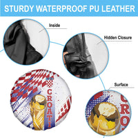 Croatia Football WC2026 White Spare Tire Cover Hrvatska Grunge Checkerboard - Wonder Print Shop