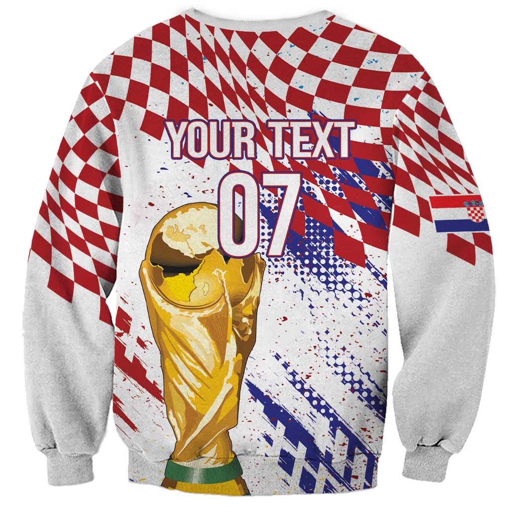 Croatia Football Custom WC2026 White Sweatshirt Hrvatska Grunge Checkerboard - Wonder Print Shop
