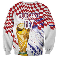 Croatia Football Custom WC2026 White Sweatshirt Hrvatska Grunge Checkerboard - Wonder Print Shop