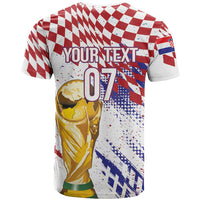 Croatia Football Custom WC2026 White T Shirt Hrvatska Grunge Checkerboard - Wonder Print Shop