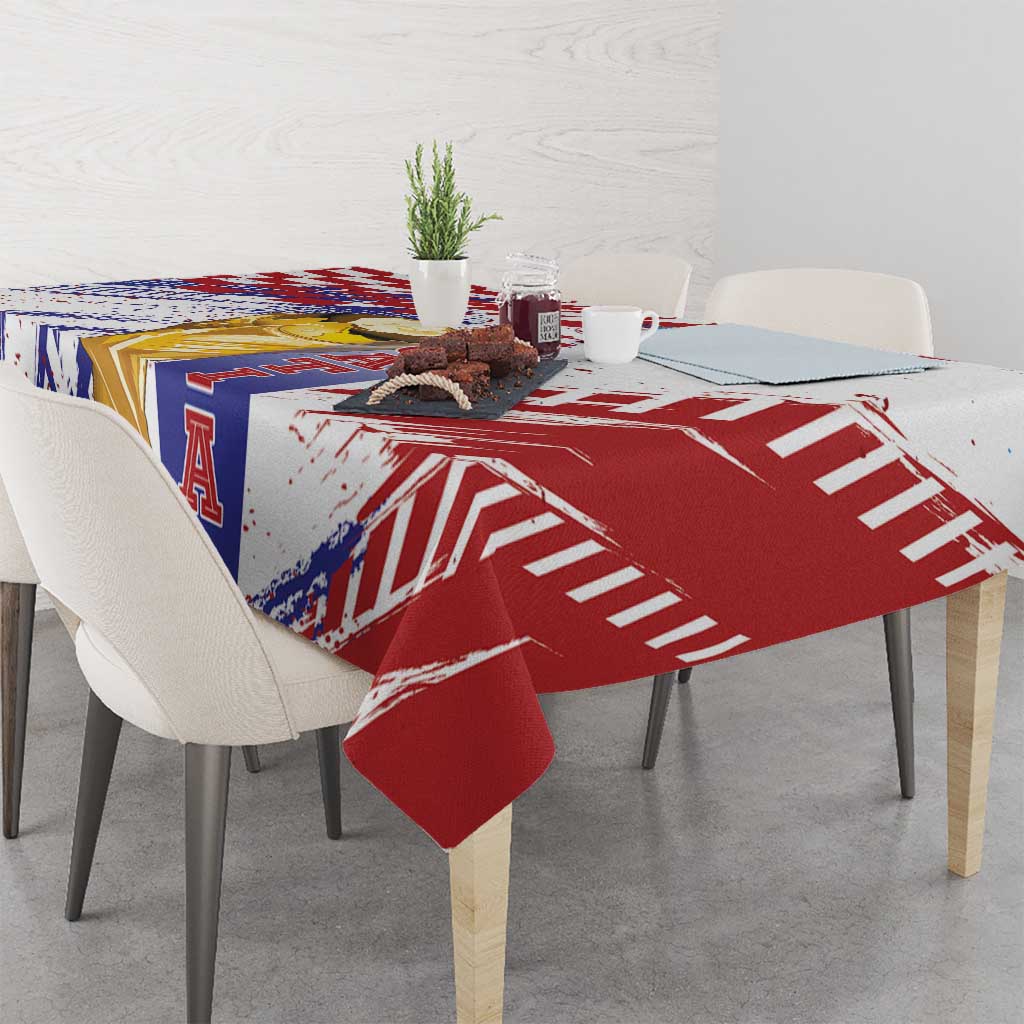 Croatia Football WC2026 White Tablecloth Hrvatska Grunge Checkerboard - Wonder Print Shop