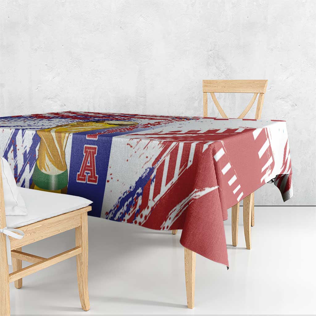 Croatia Football WC2026 White Tablecloth Hrvatska Grunge Checkerboard - Wonder Print Shop
