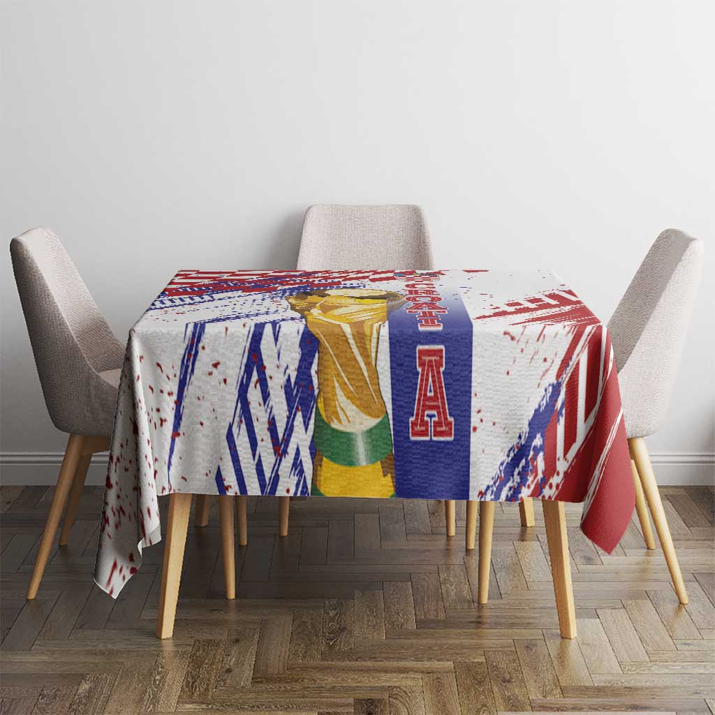 Croatia Football WC2026 White Tablecloth Hrvatska Grunge Checkerboard - Wonder Print Shop