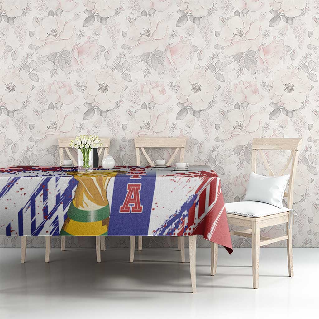Croatia Football WC2026 White Tablecloth Hrvatska Grunge Checkerboard - Wonder Print Shop