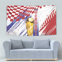 Croatia Football WC2026 White Tapestry Hrvatska Grunge Checkerboard - Wonder Print Shop