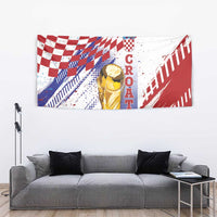 Croatia Football WC2026 White Tapestry Hrvatska Grunge Checkerboard - Wonder Print Shop